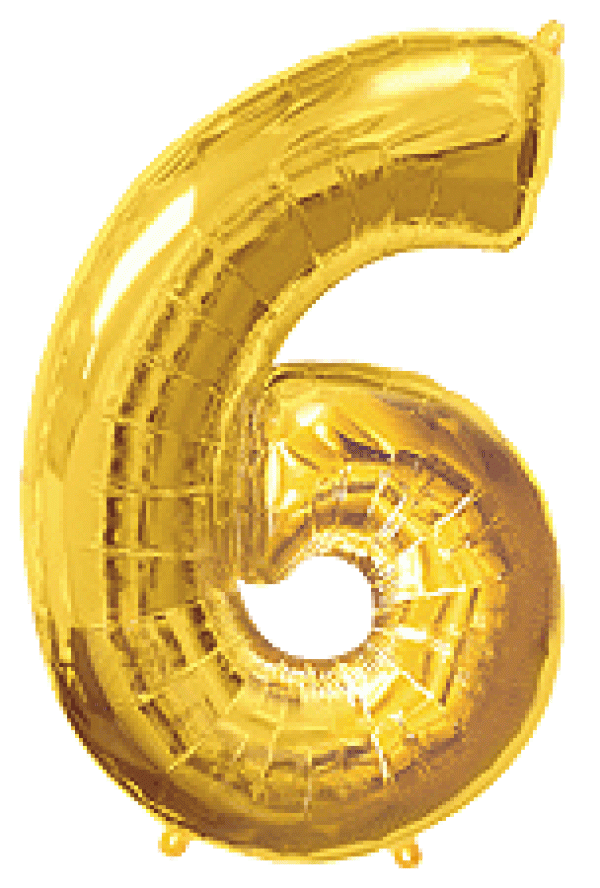 Μπαλόνι Φοιλ Σχήμα Χρυσό Νούμερο 6 - Συσκευασμένο