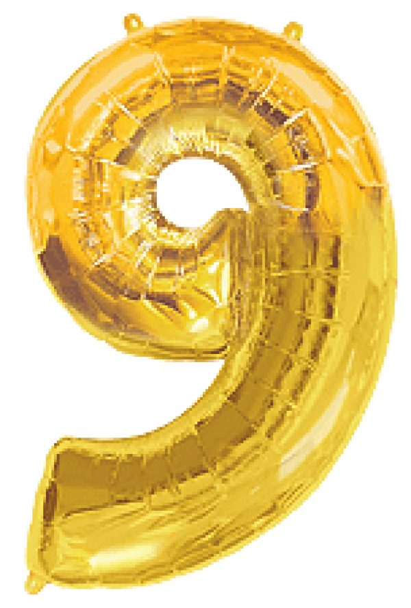 Μπαλόνι Φοιλ Σχήμα Χρυσό Νούμερο 9 - Συσκευασμένο