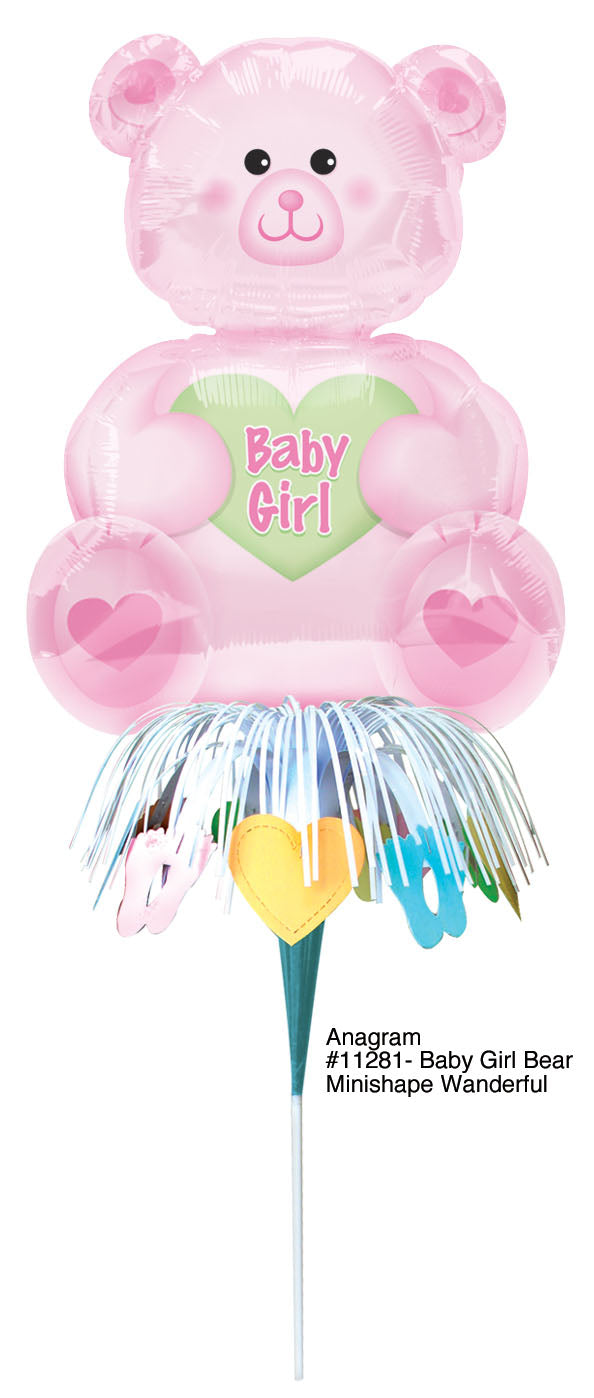 Μπαλόνι Φοιλ Μίνι Σχήμα Αρκουδάκι 14 Baby Girl Bear με φοιλ Διακόσμηση