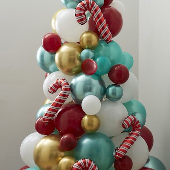 14" Mini Shape Μπαλόνι κόκκινο-πράσινο Candy Cane