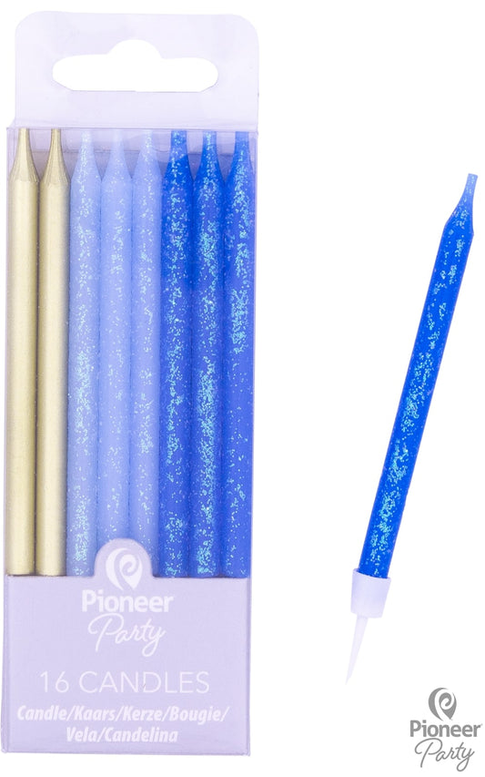 Κεριά Σιελ Μπλε Χρυσό 7.5εκ / 16τεμ