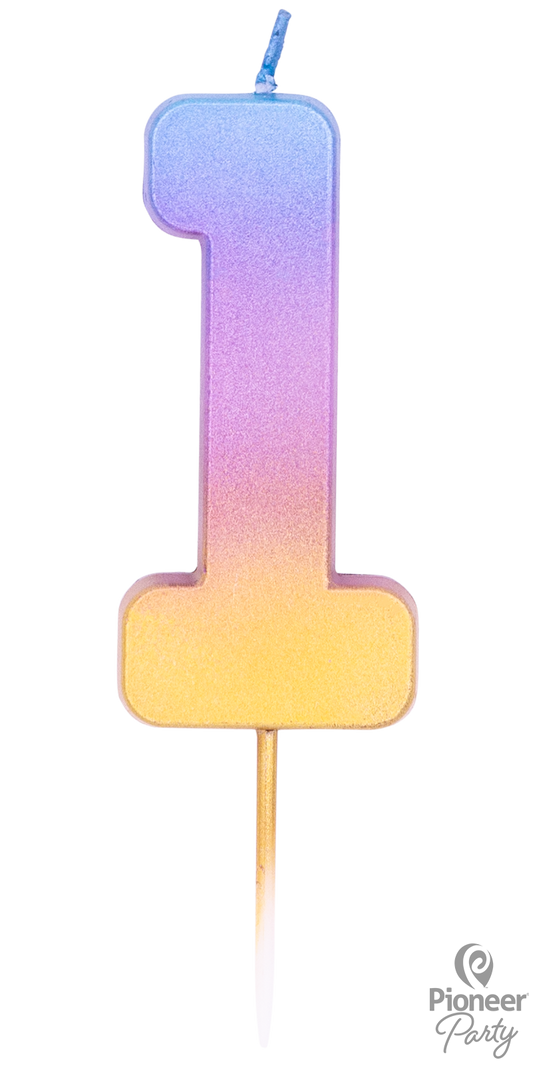 Κερί Νούμερο 1 Rainbow Ombre / 6.7 εκ