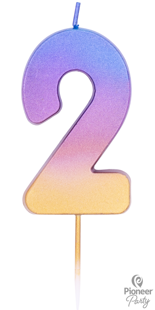 Κερί Νούμερο 2 Rainbow Ombre / 6.7 εκ