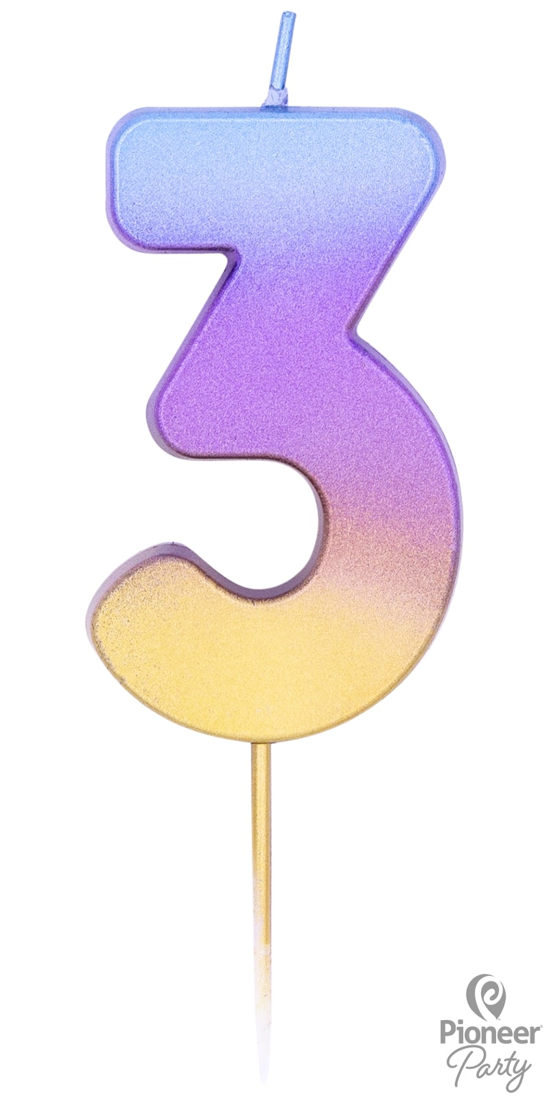 Κερί Νούμερο 3 Rainbow Ombre / 6.7 εκ