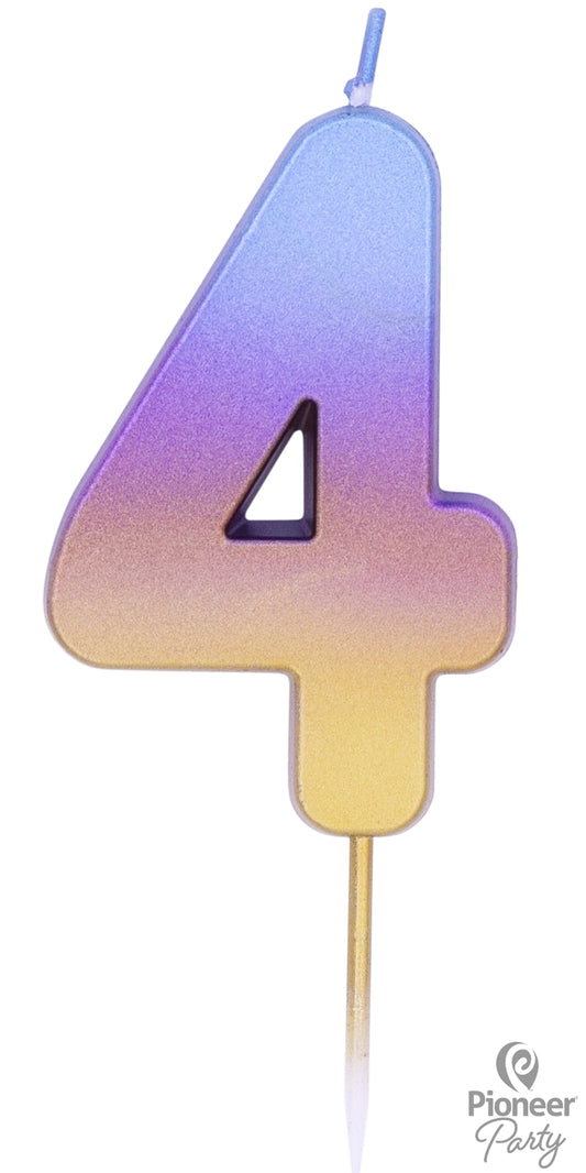 Κερί Νούμερο 4 Rainbow Ombre / 6.7 εκ