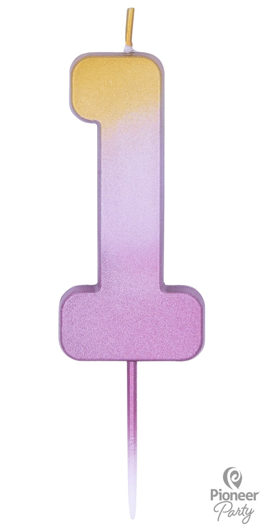 Κερί Νούμερο 1 Ροζ Χρυσό Ombre / 6.7 εκ