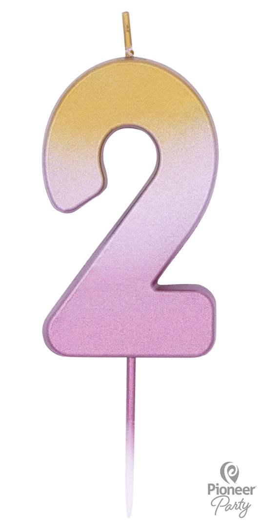 Κερί Νούμερο 2 Ροζ Χρυσό Ombre / 6.7 εκ