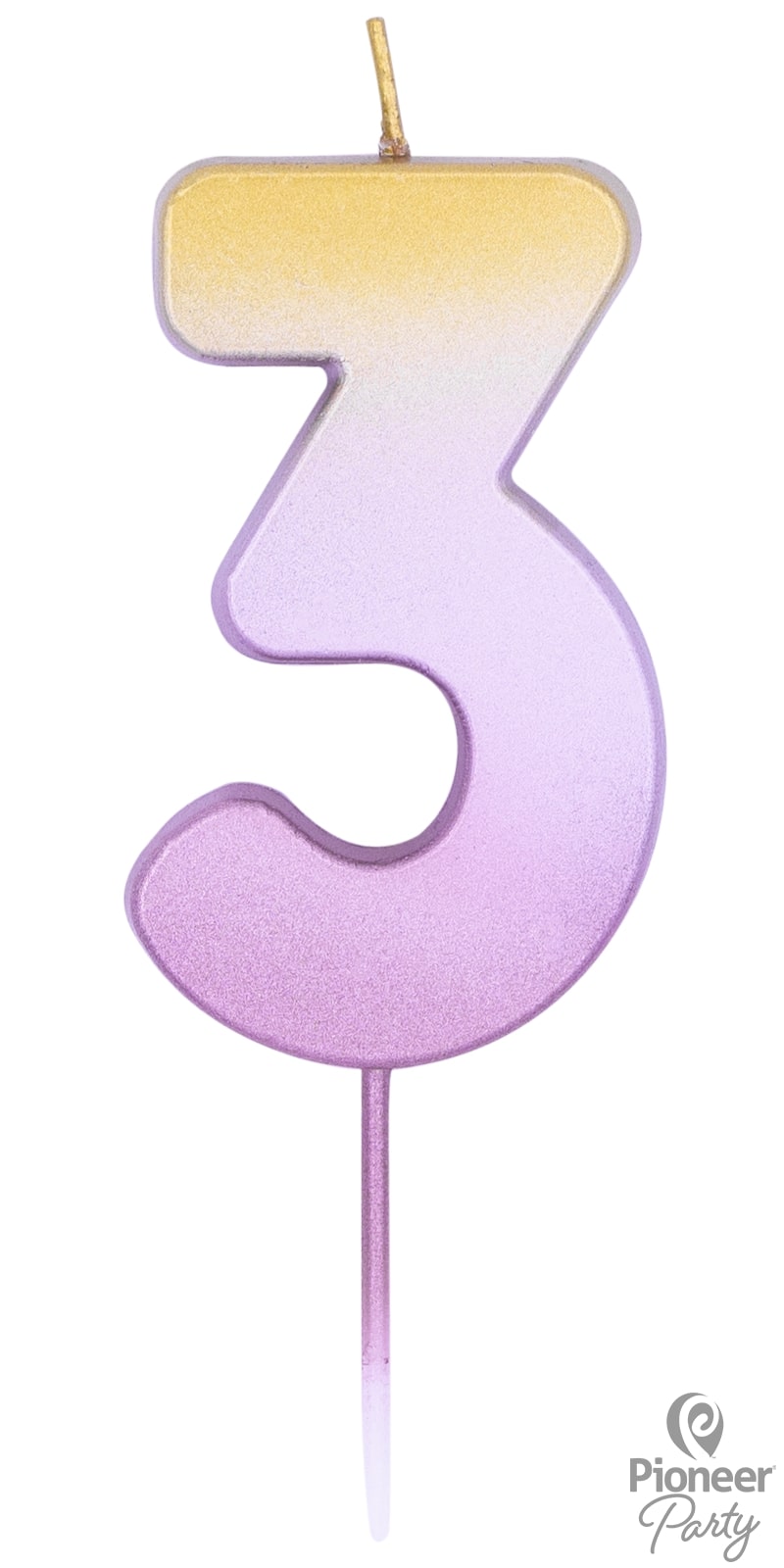 Κερί Νούμερο 3 Ροζ Χρυσό Ombre / 6.7 εκ