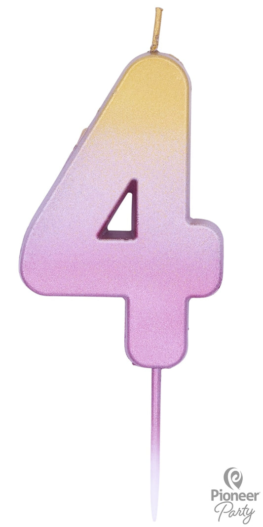 Κερί Νούμερο 4 Ροζ Χρυσό Ombre / 6.7 εκ