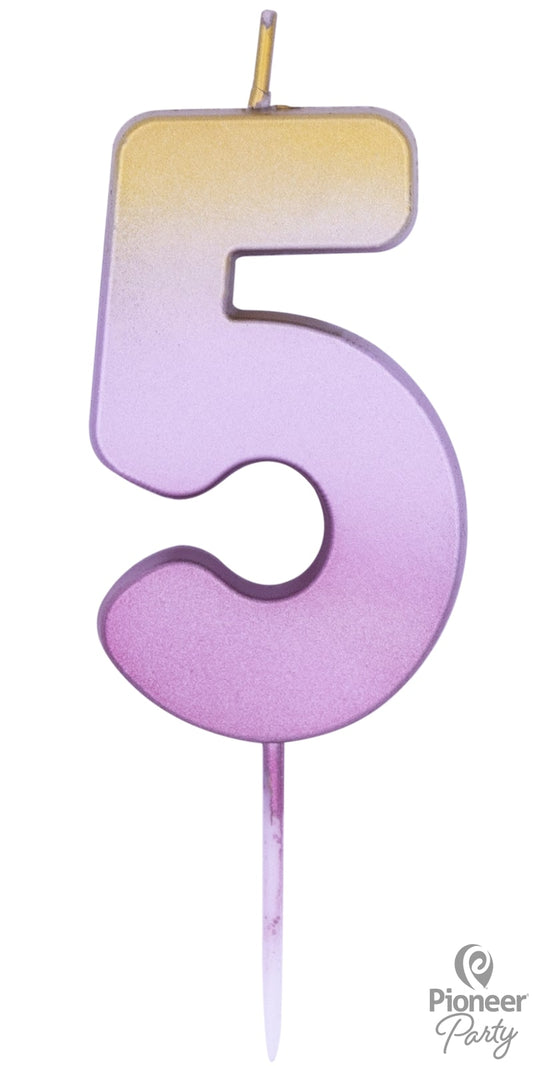 Κερί Νούμερο 5 Ροζ Χρυσό Ombre / 6.7 εκ