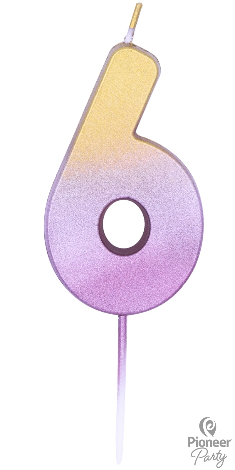 Κερί Νούμερο 6 Ροζ Χρυσό Ombre / 6.7 εκ