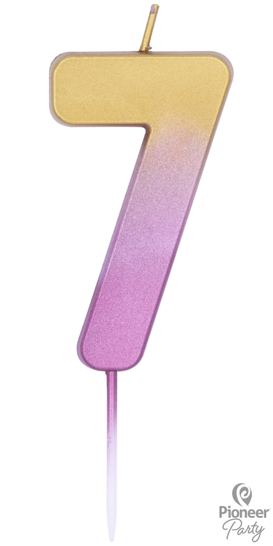 Κερί Νούμερο 7 Ροζ Χρυσό Ombre / 6.7 εκ