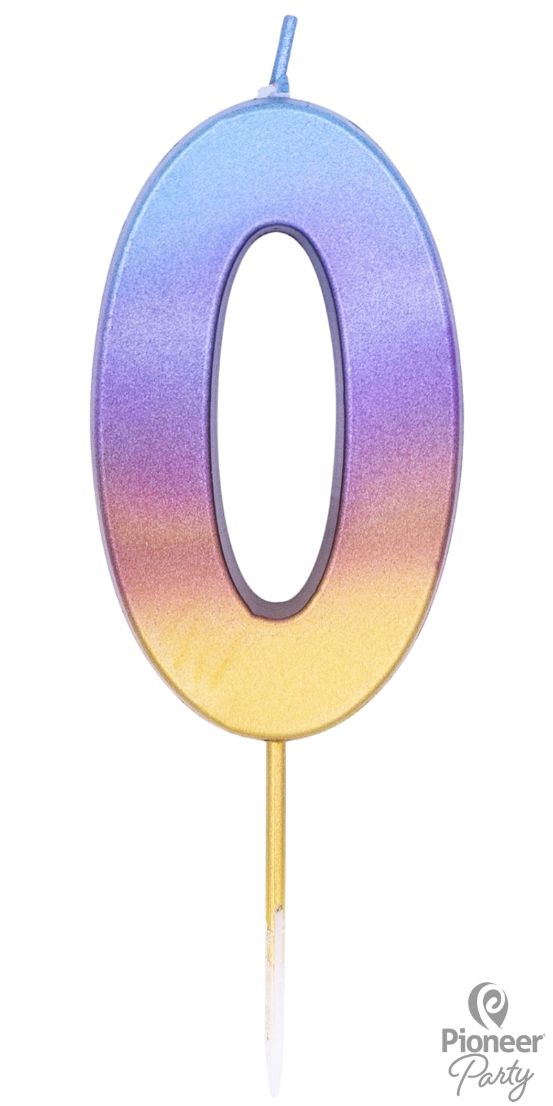 Candle Numeral  0 Rainbow Ombre / 6.7 cm