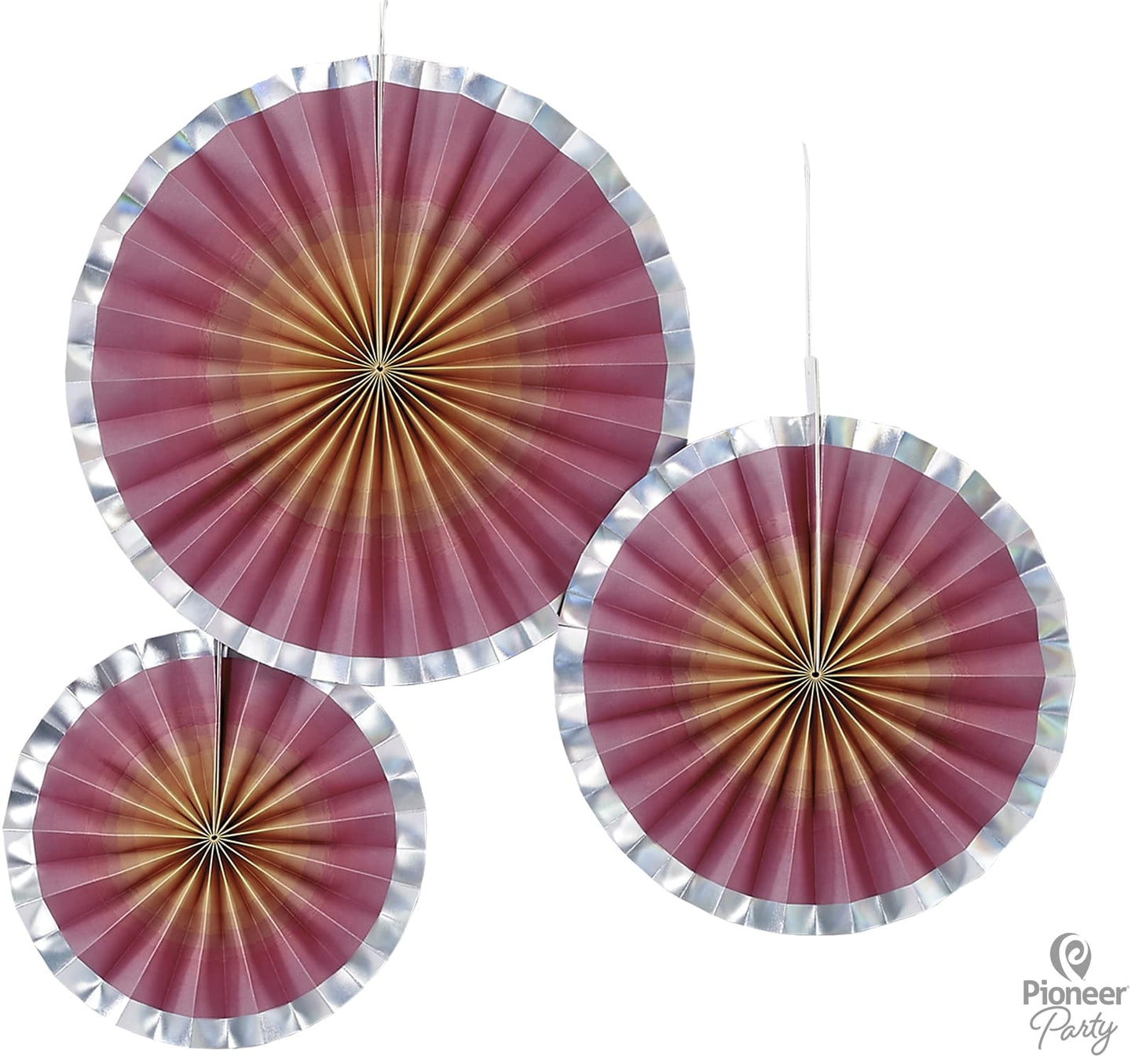 Διακοσμητικές Βεντάλιες Χάρτινες Ροζ Χρυσό Ombre / 3 τεμ