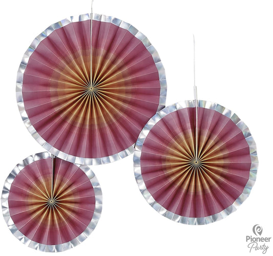 Διακοσμητικές Βεντάλιες Χάρτινες Ροζ Χρυσό Ombre / 3 τεμ