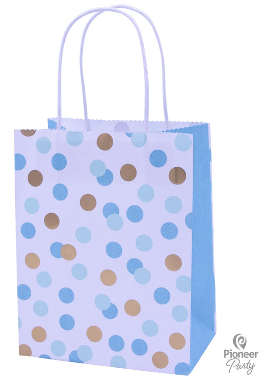 Τσάντες Χάρτινες Μπλε & Χρυσό Dots / 4 τεμ