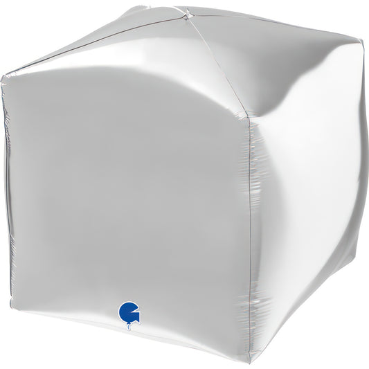 15" Μπαλόνι Ασημί 4D Κύβος