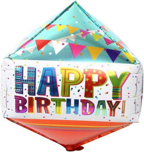 15" Μπαλόνι Happy Birthday Κύβος