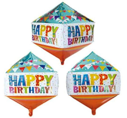 15" Μπαλόνι Happy Birthday Κύβος