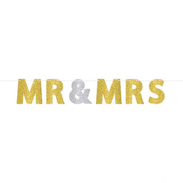 Γιρλάντα Χάρτινη με glitter Mr & Mrs