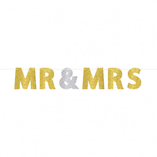Γιρλάντα Χάρτινη με glitter Mr & Mrs
