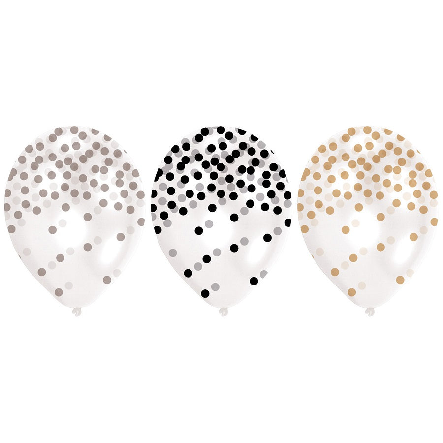 Μπαλόνια Λάτεξ 9 Κομφετί Golden Wishes / 6 τεμ