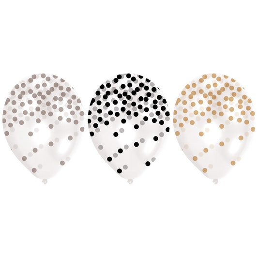 Μπαλόνια Λάτεξ 9 Κομφετί Golden Wishes / 6 τεμ
