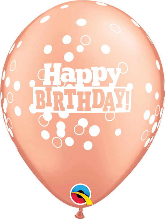 Μπαλόνια Λάτεξ 11 Birthday Confetti Dots Ροζ Χρυσό /25 τεμ