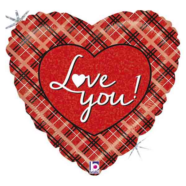 18” Μπαλόνι αγάπης καρό ‘Love You’