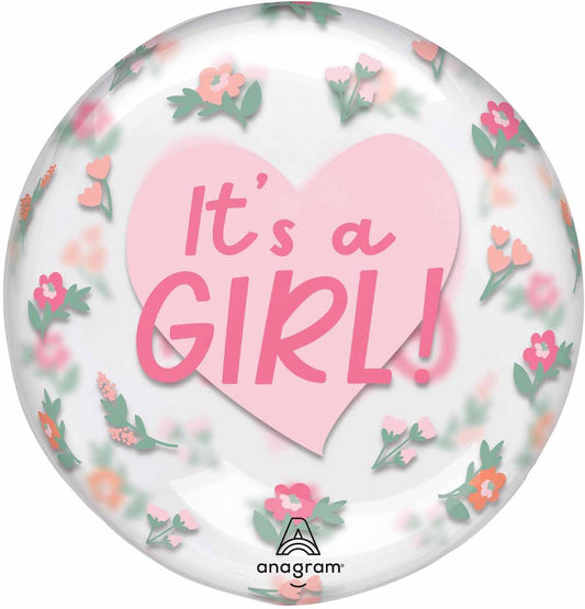 22"' Διάφανο Μπαλόνι ORBZ ''It's A Girl'' Φλοράλ