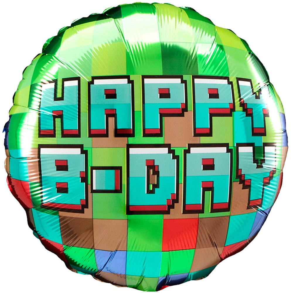 18'' Μπαλόνι Pixel ''Happy B-DAY''