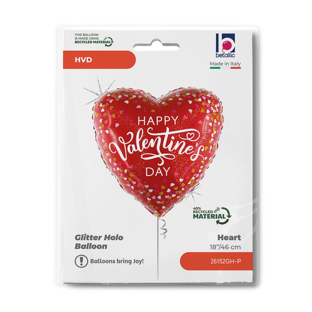 18'' Μπαλόνι 'Happy Valentine's Day' Confetti Hearts