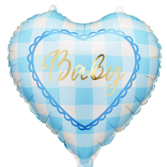 18'' Μπαλόνι Καρδιά Baby - Γαλάζιο καρό