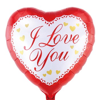 18'' Μπαλόνι καρδιά Ι Love You άσπρο-κόκκινο