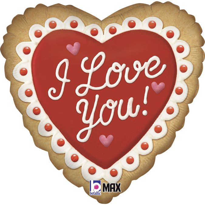 18'' Μπαλόνι Καρδιά Μπισκότο 'I Love You'