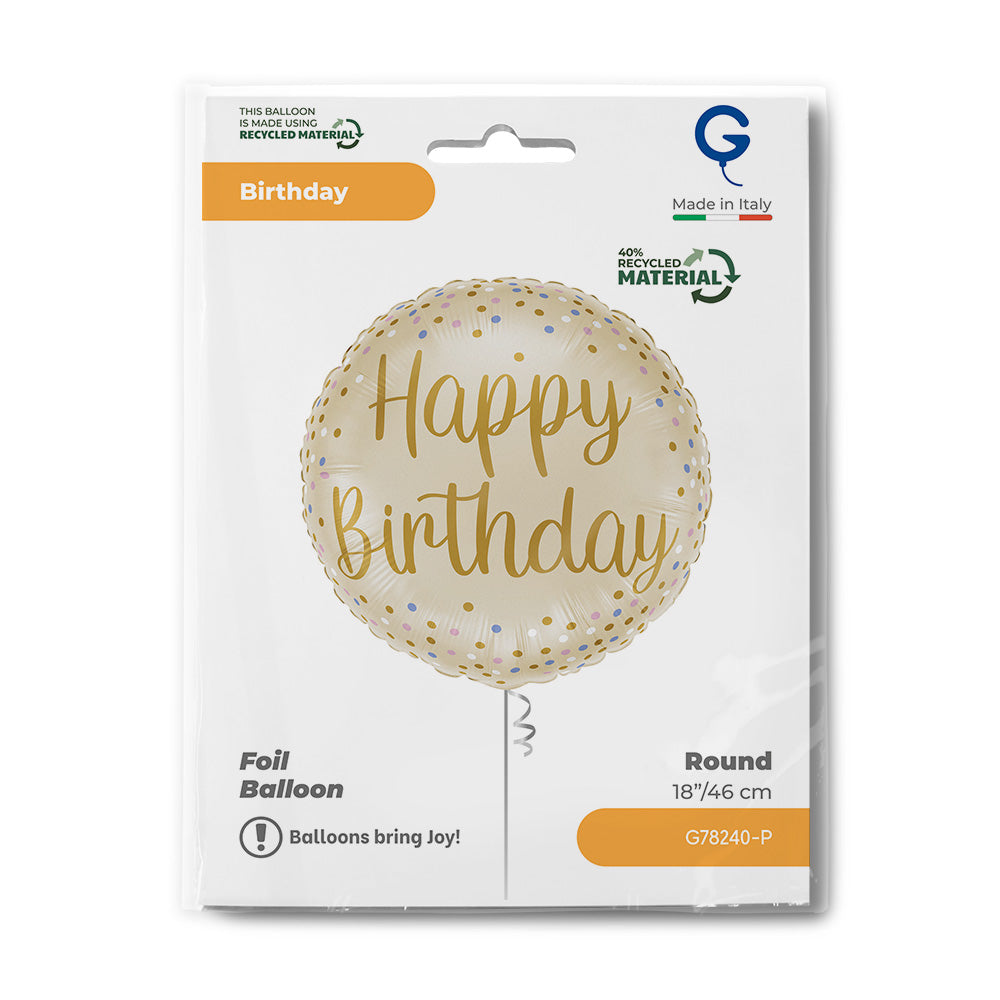 18” Μπαλόνι Μπεζ - Happy Birthday