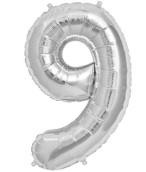 Mini Shape Μπαλόνια Αριθμοί Ασημί 40 cm – 16″
