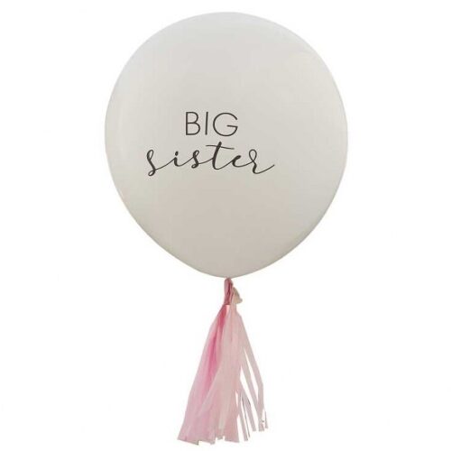 18" Big Sister λευκό Μπαλόνι με ροζ φούντες