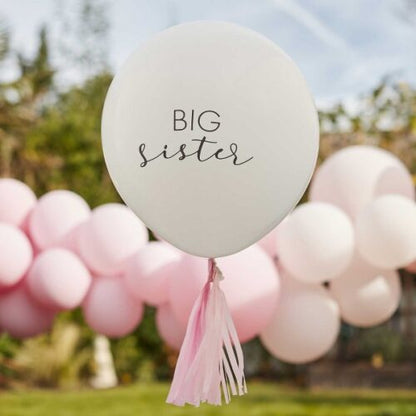 18" Big Sister λευκό Μπαλόνι με ροζ φούντες