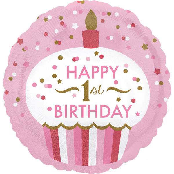 18" Μπαλόνι 1st Birthday Girl Cupcake