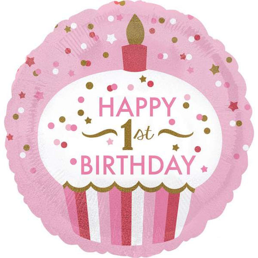 18" Μπαλόνι 1st Birthday Girl Cupcake