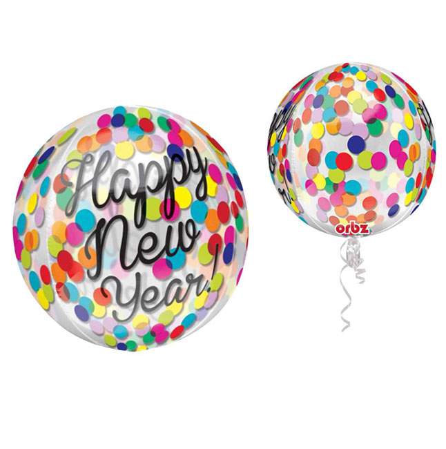18" Μπαλόνι "Happy New Year" κομφετί ORBZ