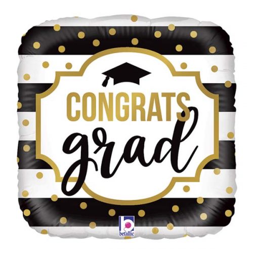 18" Μπαλόνι αποφοίτησης Congrats Grad ριγέ