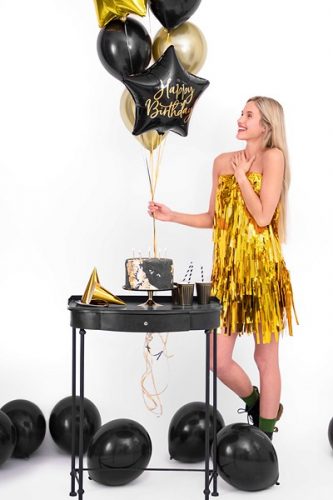 18" Μπαλόνι Αστέρι Happy Birthday Μαύρο