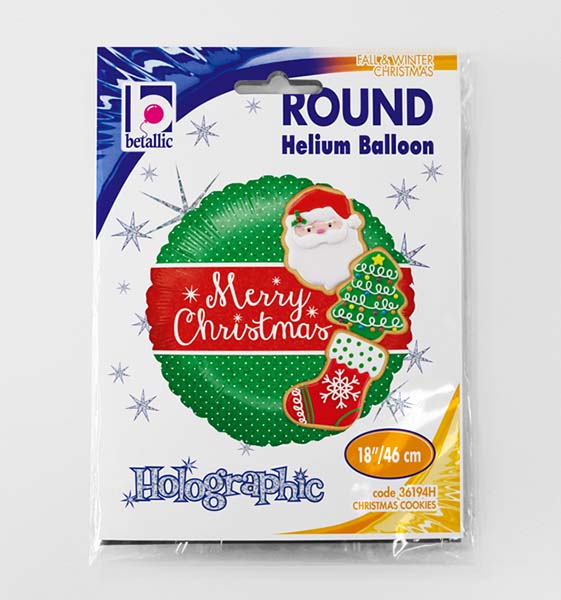 18" Μπαλόνι χριστουγεννιάτικα μπισκότα με γκλίτερ