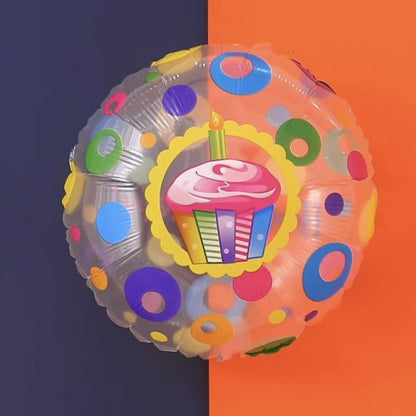 18″ Μπαλόνι Διάφανο Happy Birthday Cupcake