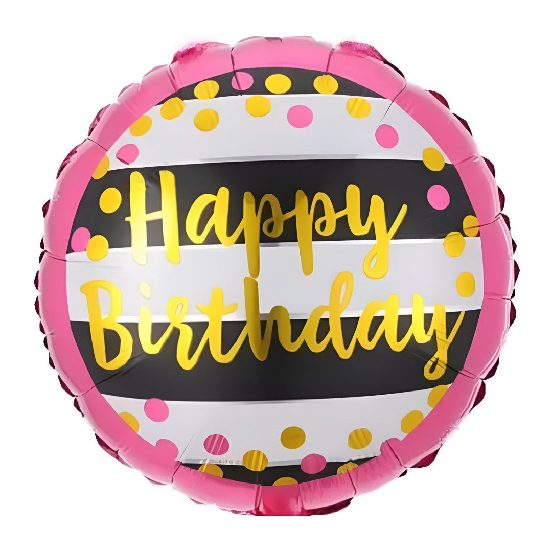 18″ Μπαλόνι Γενεθλίων Ριγέ Pink Dots