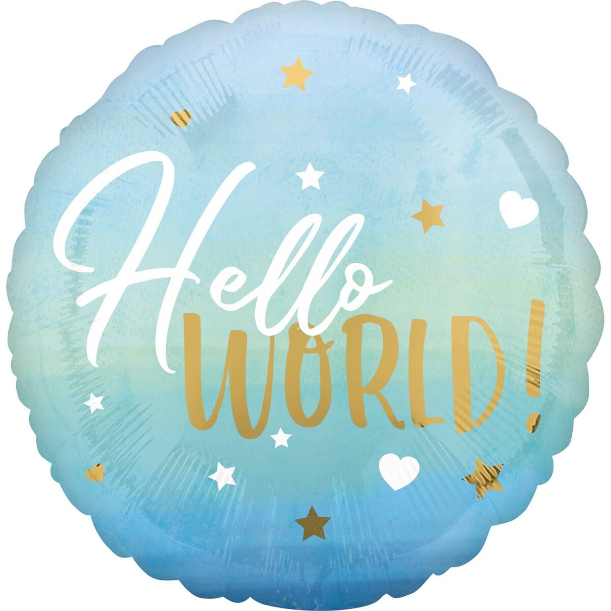 18" Μπαλόνι γέννησης Hello World γαλάζιο