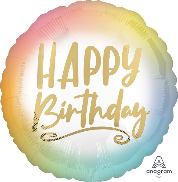 18" Μπαλόνι Happy Birthday Ombré and Gold
