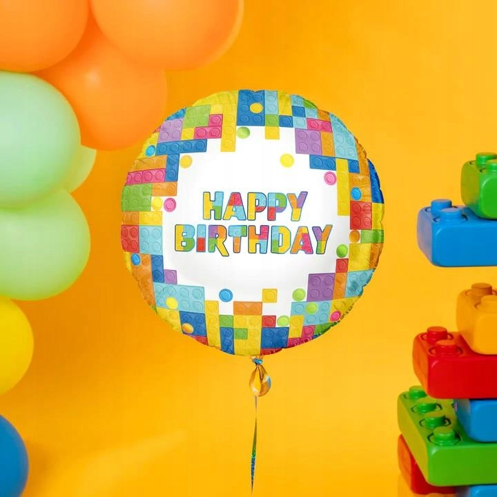 18" Μπαλόνι Happy Birthday - Τουβλάκια